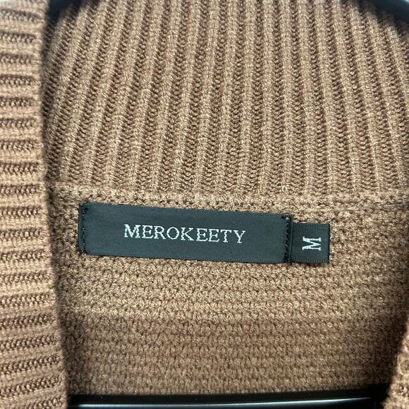 Minimalist‎ Brown Mock Neck Sweater Merokeety Medium Quiet Luxury - Picture 4 of 7